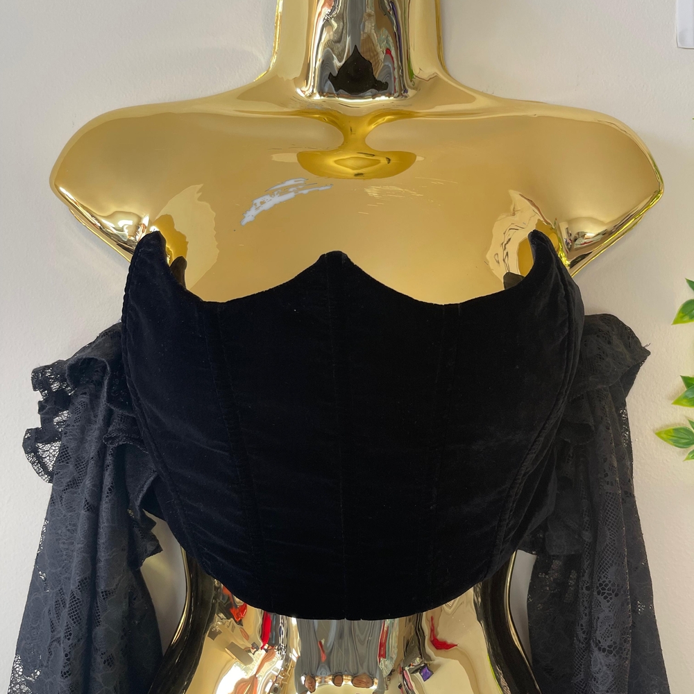 NWT For Love And Lemons Regina Velvet Corset (BLACK)